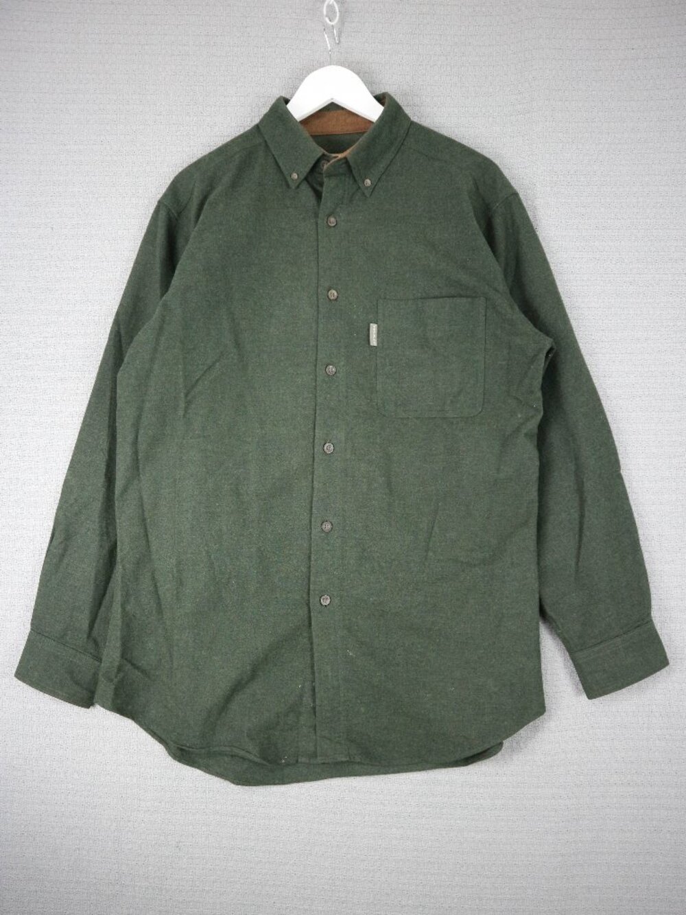Woolrich Mens Olive Heather Button Down  Shirt 100% Cotton Medium